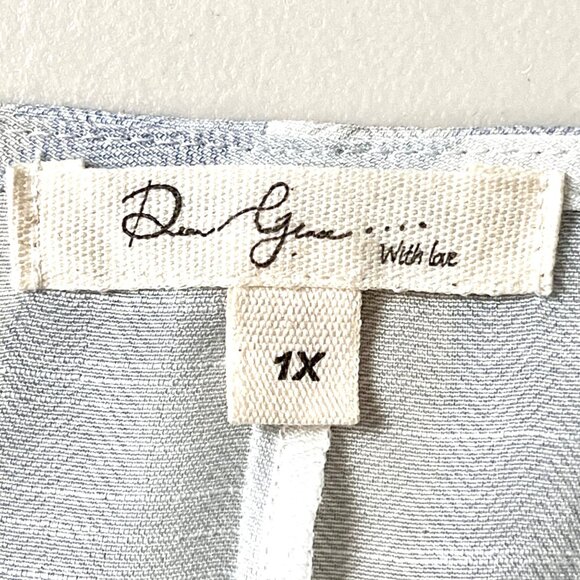 1X Womens Top Striped Lightweight 3/4 Tie-Sleeve Blouse by Dear Grace - Picture 3 of 12